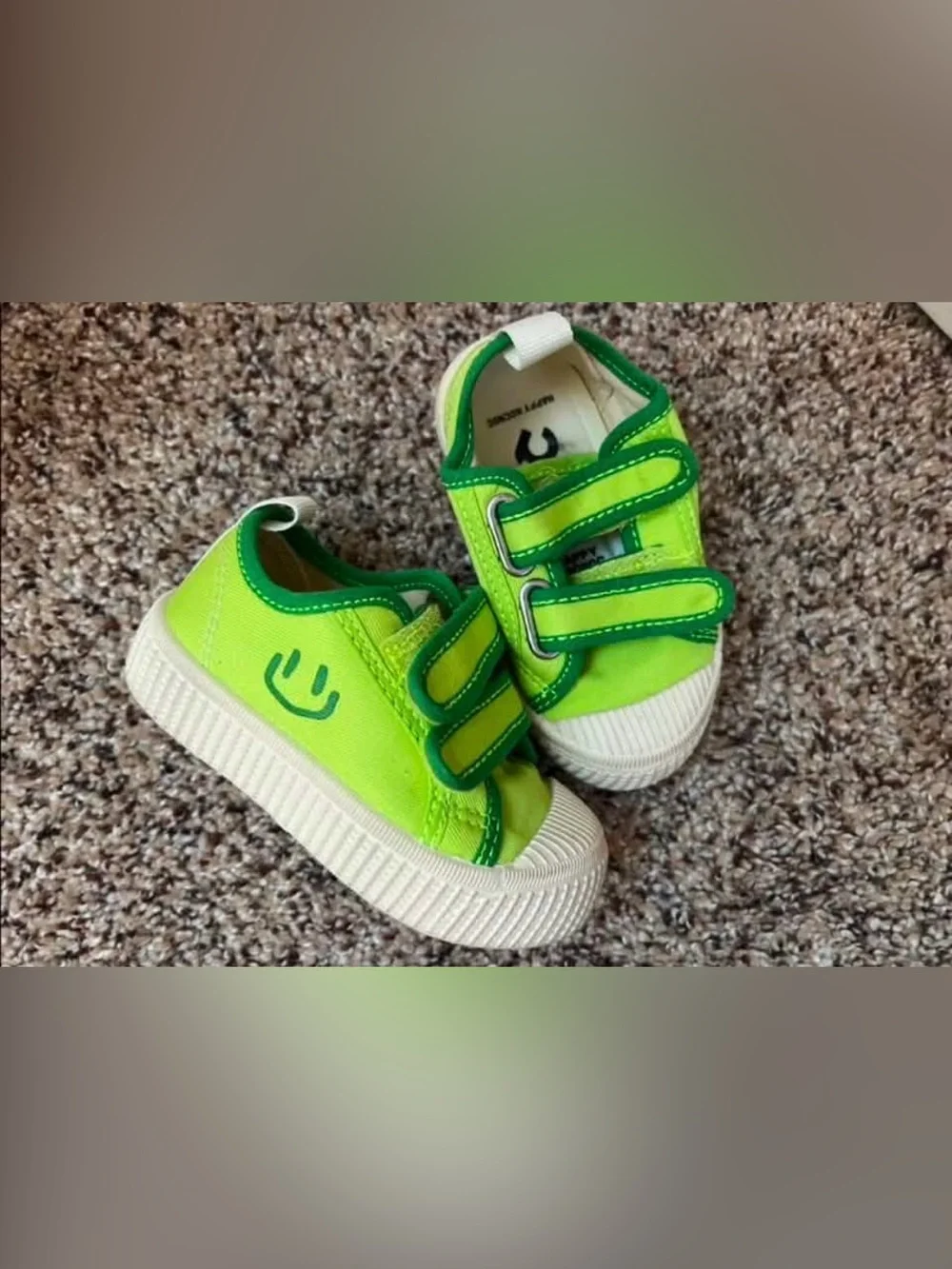 Kids 6c Lime Green Velcro Canvas Sneakers